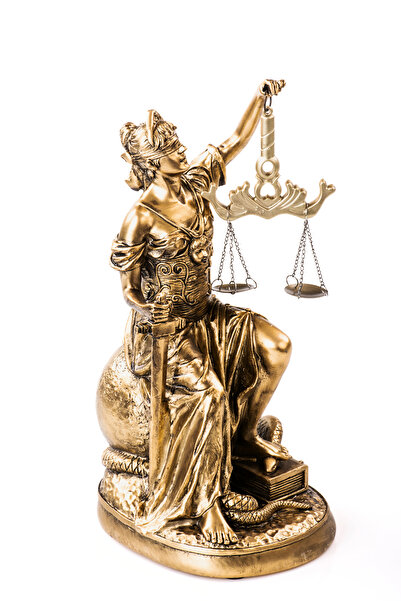 MUKKO HOME Adalet Terazisi Heykeli Themis 28cm hediyelik avukat hakim dekoratif antik gold