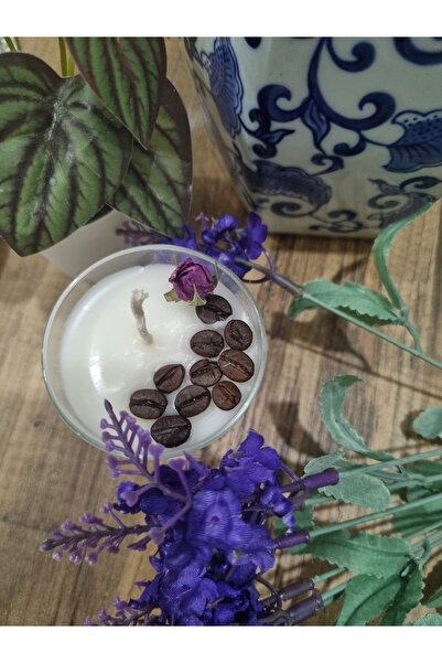 Safiyaa Cam Bardakta Kahveli Güllü Kokulu Dekoratif Mum