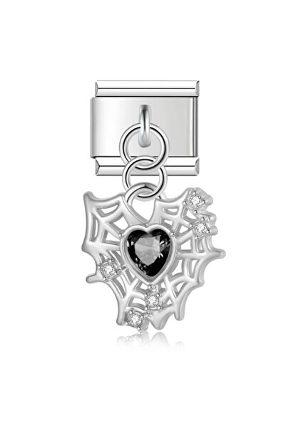 SiestaAccessories Italian Spider Web - Heart Dangle Bracelet Charm