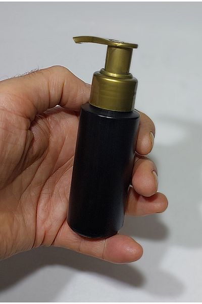 Sampex Packing 60ml - 100 Pcs - Black Plastic Bottle + Gold Color Liquid Soap with Pump Suit