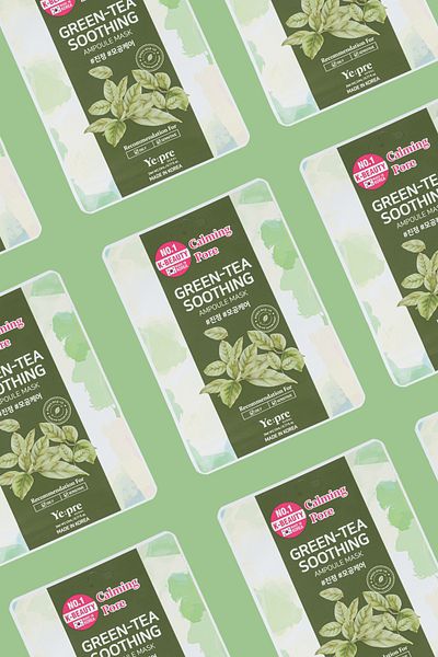 Ye:pre Green Tea Soothing Ampoule Mask Green Tea Extract Sebum Balancing Moisturizing Face Mask Korea 23ml