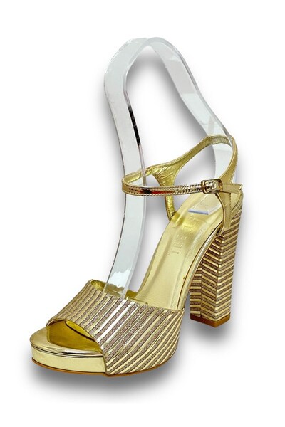 KRISTE BELL 1344 ALTIN YÜKSEK TOPUK TAŞLI BANTLI KADIN SUNİ DERİ KLASİK ABİYE...