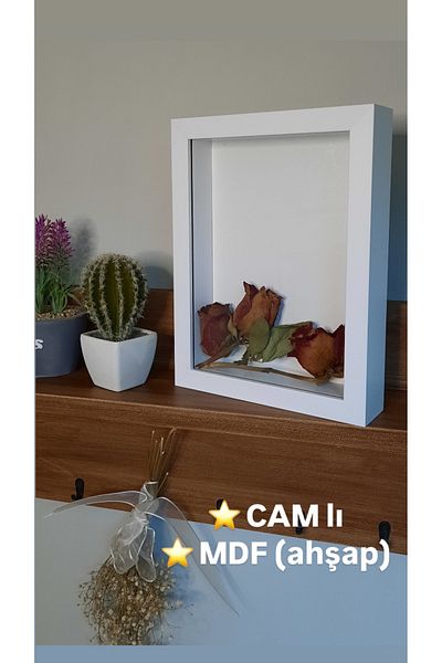 Sevcan sanat atölyesi 20X25X3 Glass Deep Memory Keepsake Frame - Rose Promise Engagement Flower Box