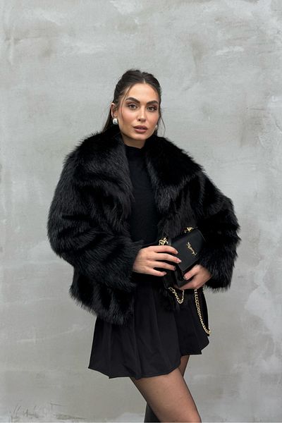 msm fashion Women's Black Wide Collar Lined Hook Closure Premium Fur