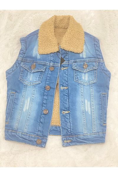 Marka Sensin Kids Boy's Fur Denim Vest