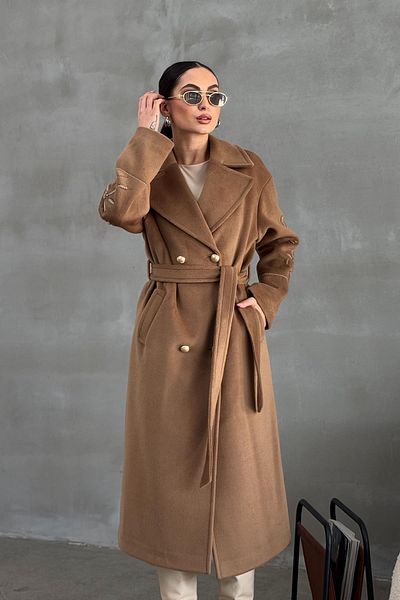 Olcay Oversize Coat with Embroidery Detail - K. Kamel 3085