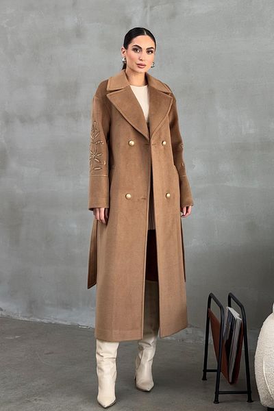 Olcay Oversize Coat with Embroidery Detail - K. Kamel 3085