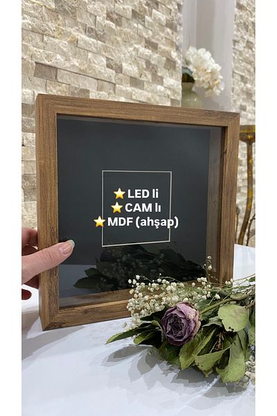 Sevcan sanat atölyesi 25x25x3 Atlantic pine with GLASS PASPARTU depth memory memory frame rose box