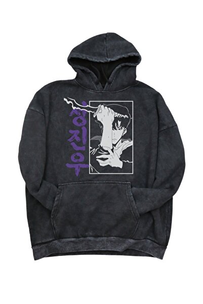 Fuddy Moda Hanorac supradimensionat cu glugă cu imprimeu Jin-woo - Hanorac un...