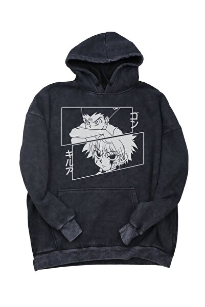 Fuddy Moda Φούτερ με κουκούλα με στάμπα Killua και Gon, Unisex Hunter X Hunte...