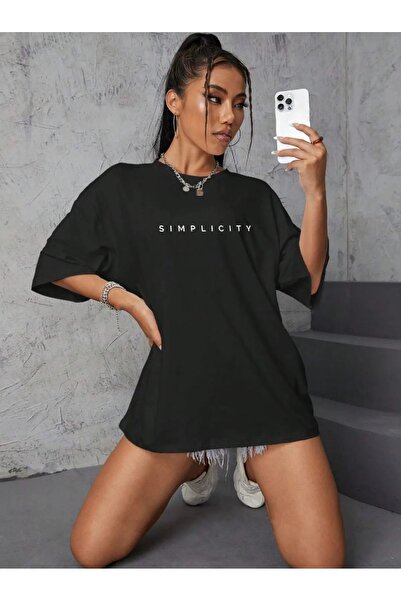 SUPER POZE Tricou oversize casual unisex cu imprimeu simplu