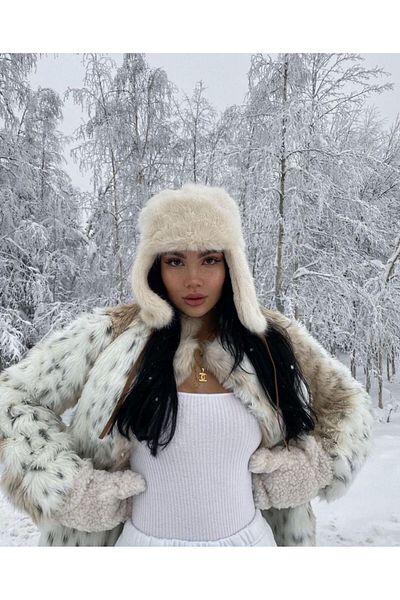 Luminos Butik Beige Winter Hat - with Earmuffs, Protection Against Cold, Presents Beret1127