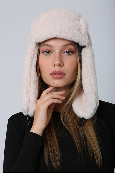 Luminos Butik Beige Winter Hat - with Earmuffs, Protection Against Cold, Presents Beret1127