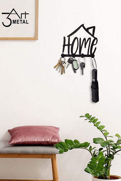3art Metal Metal Keychain - Home Written