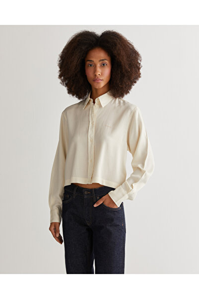 Gant Kadın Krem Crop Fit Gömlek