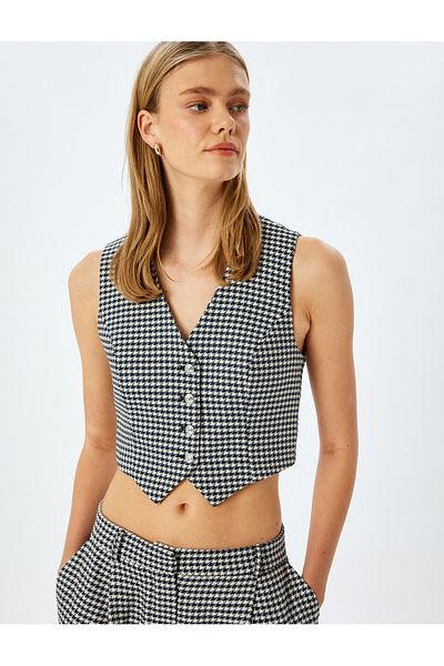 Koton Vestă crop cu nasturi cu decolteu în V