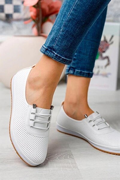 MCASERING Λευκά νεανικά παπούτσια με κορδόνια για τη μητέρα, καθημερινά