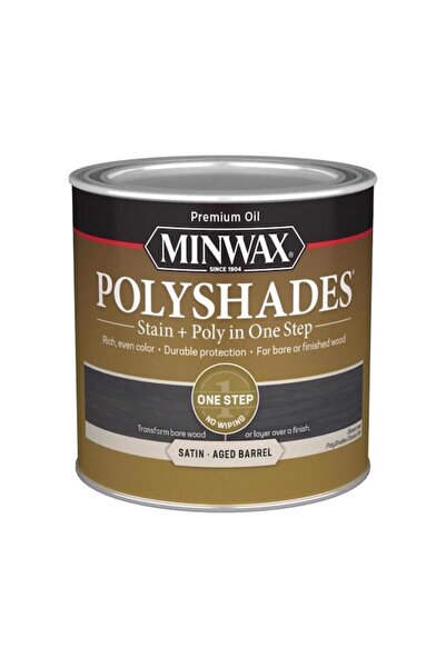 Minwax برميل من مادة Polyshades Stain & Poly Finish Satin Aged Barrell بطبقة ...