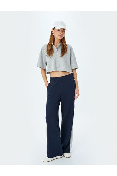 Koton Modal Comfortable Fit Short Sleeve Polo Neck Crop T-Shirt