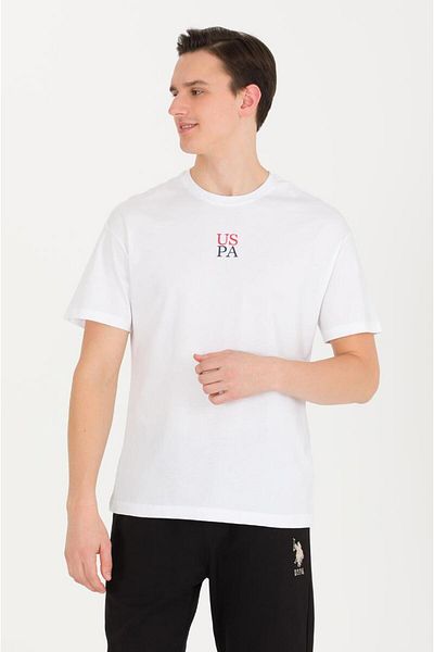 U.S. Polo Assn. Η.Π.Α. POLO ASSN. Ανδρικό λευκό μπλουζάκι με λαιμόκοψη 50267486-VR013