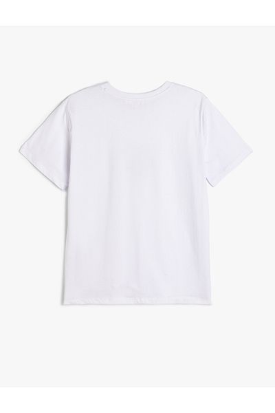 Koton Tricou alb pentru femei cu imprimeu scoici din bumbac 5sak50127ek
