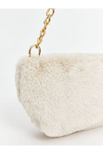 LC Waikiki Lcw Accessories Ecru Plush Women's Baguette Bag