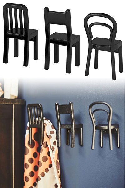 Binbirreyon Wall Mounted Furniture Shaped Hanger Set Hanger Hook 3 Pieces Dg046