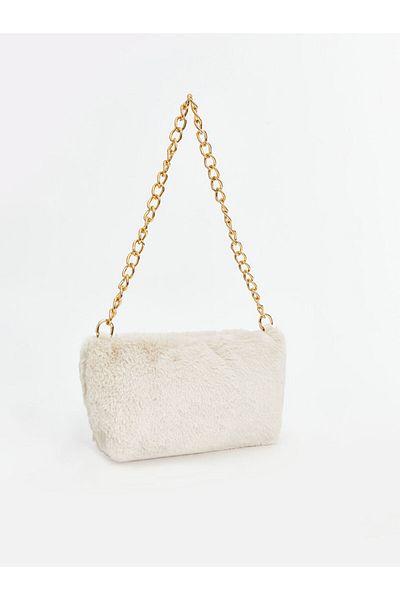 LC Waikiki Lcw Accessories Ecru Plush Women's Baguette Bag