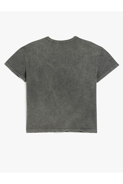 Koton Crew Neck Oversize Short Sleeve Washed Women's T-Shirt