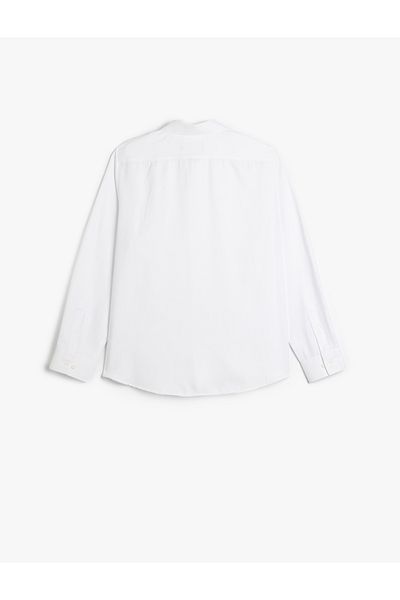 Koton Βαμβακερό μείγμα Classic Regular Fit Μακρυμάνικο πουκάμισο με μισό ιταλικό γιακά