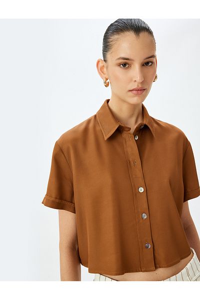 Koton Κοντομάνικο Crop Viscose πουκάμισο
