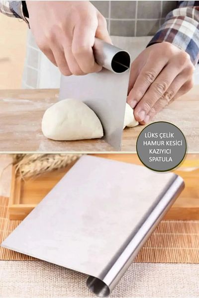 MorBebe Stainless Luxury Steel Dough Cutting Apparatus I Steel Cutter Scraper I Pastry and Cake Shaping Spatula