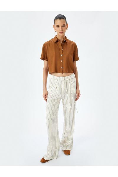 Koton Κοντομάνικο Crop Viscose πουκάμισο