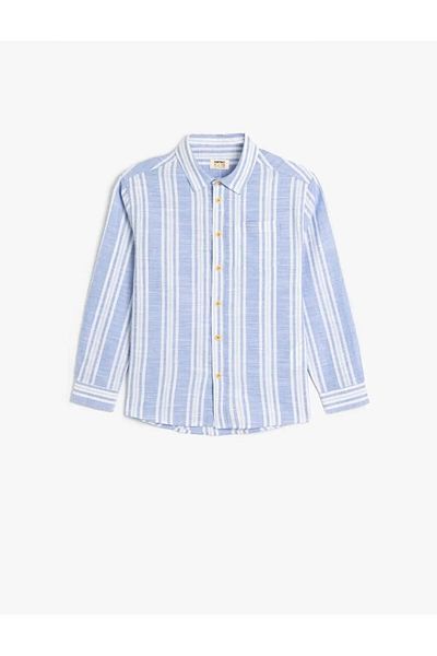 Koton Cotton Light Blue Boy's Shirt 5Skb60075Tw
