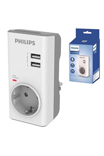 Philips Chp4010w Tekli Akım Korumalı Priz 380 Joule 2xusb