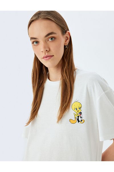 Koton Looney Tunes Licensed Tweety Printed Oversize Cotton Tee