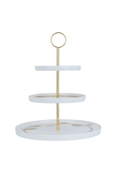 Alsaif Gallery Al Saif Gallery porcelain cake stand, round, 3 levels - white