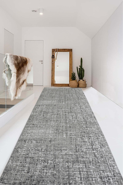 Babil Home Non-Slip Base Cutting Runner Living Room Hallway Kitchen Carpet Ymr5002 Anthracite