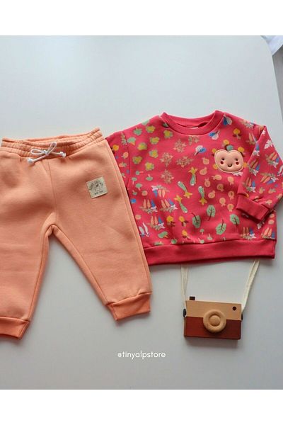 TinyAlp Patterned 3 Thread Raised Thick Winter Design Patterned Baby Girl/Boy Set