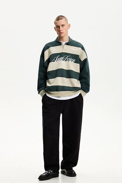 Bershka Varsity sports polo sweatshirt