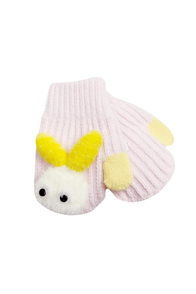 kitti kıds Winter Rabbit Patterned Baby Gloves - Powder with Accessories