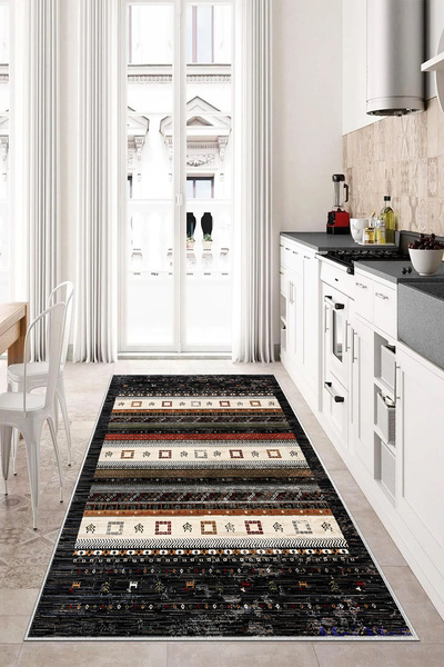 G&C HOME Dijital Kaymaz Yıkanabilir Modern Renkli Mutfak Halısı Salon Halısı ...