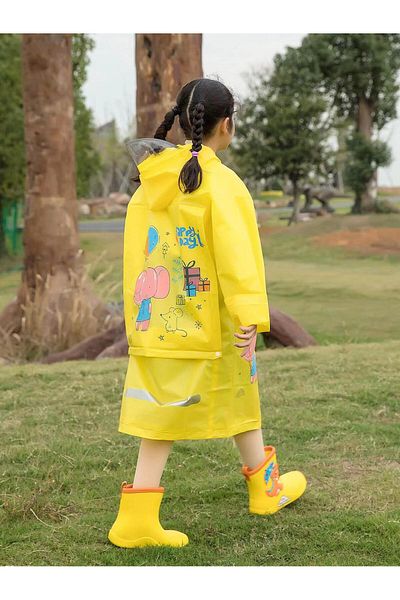 MUBX Children's Raincoat Waterproof Bag Protected Children's Raincoat Hooded Windbreaker