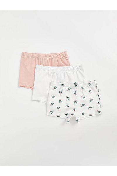 LC Waikiki Printed Baby Girl Boxers with Elastic Waist 3-Piece