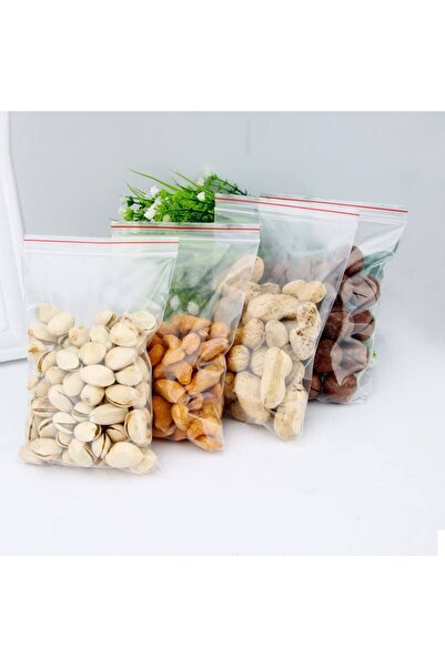 y yalçıntaş hacıömeroğulları LOVELY HOME Kilitli Torba 9x11 Cm 100'lü Şeffaf Kilitli Poşet Kına Çerez Kuruyemiş Poşeti