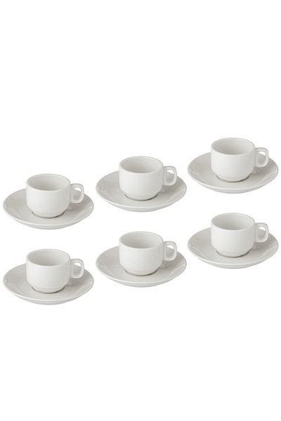 SAFA A set of Turkish coffee cups, 6 cups and 6 saucers, made of bright white porcelain