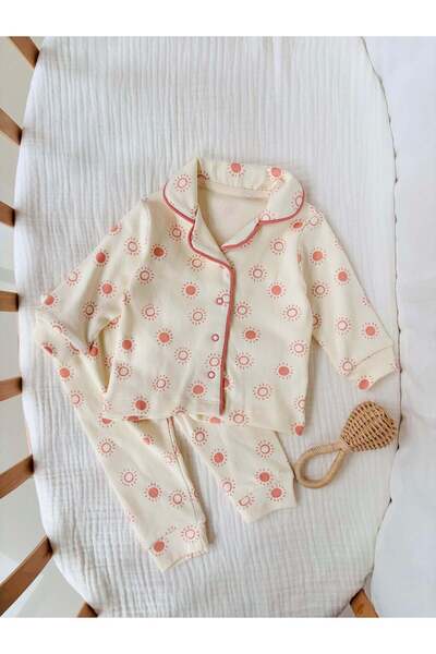 NUNU BABY Pink Pajama Set with Sun Pattern