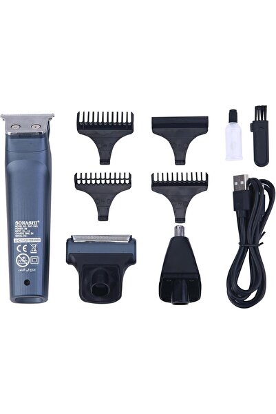 sonashi 6-in-1 Rechargeable Hair Clipper Set - Trimmer/Shaver/Nose Trimmer Stainless Steel