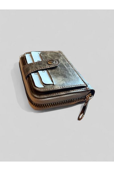 BEE BAGS Мъжки преден държач за карти с две отделения, полезен кафяв стилен дизайн, портфейл