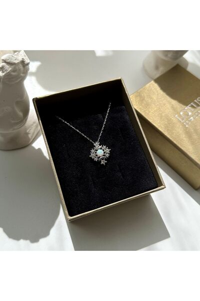 LOTUS JW OPAL TAŞLI KRALİÇE KOLYE| 925 Ayar Gümüş Kolye